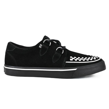 TUK Pointed Creeper Sneaker Black White Suede Platform Shoes - A9182