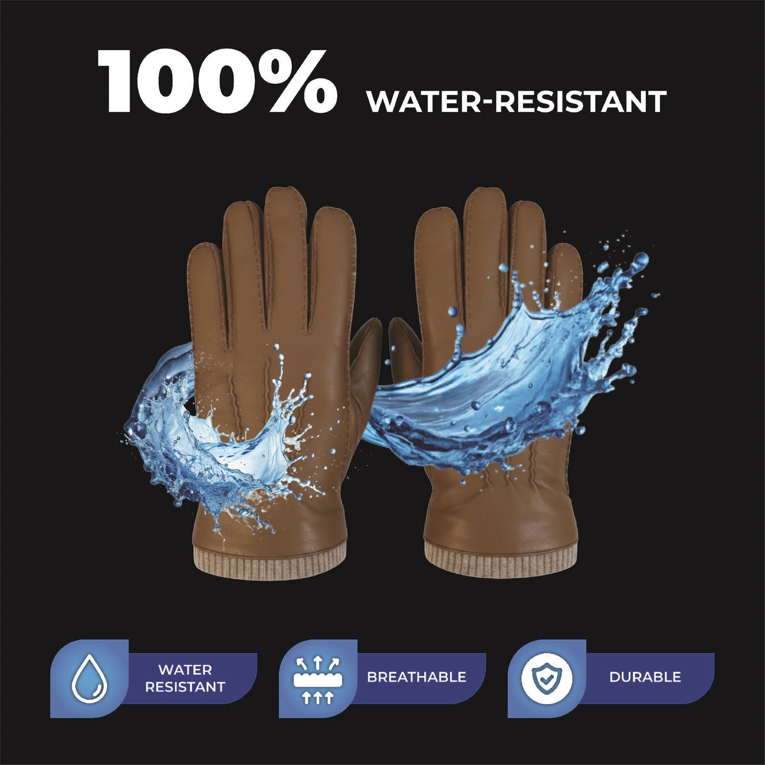 Men’s Italian Leather Warm Wool Lining Winter Gloves - M-LGV-405