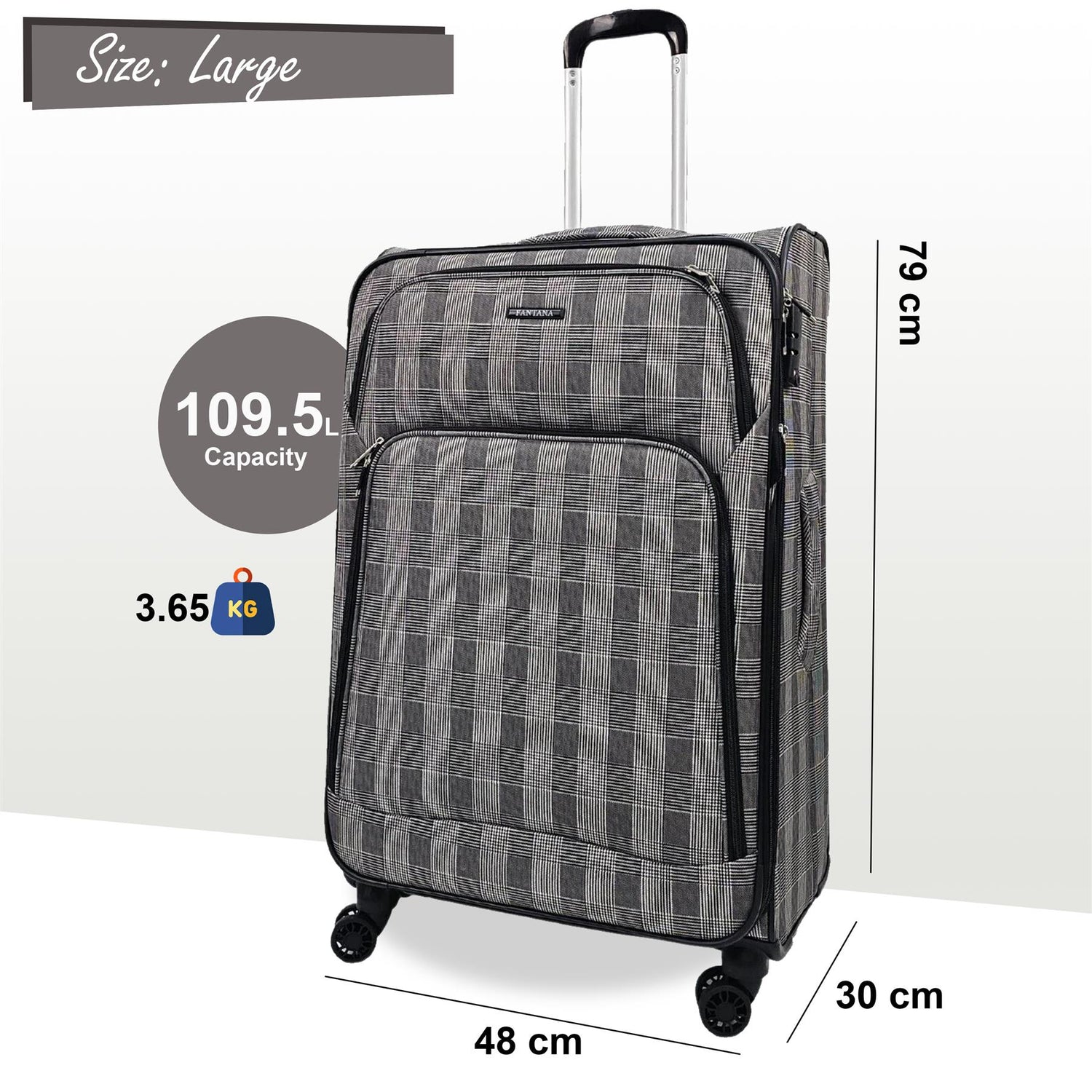 Ashville Large Soft Shell Suitcase in Stripe