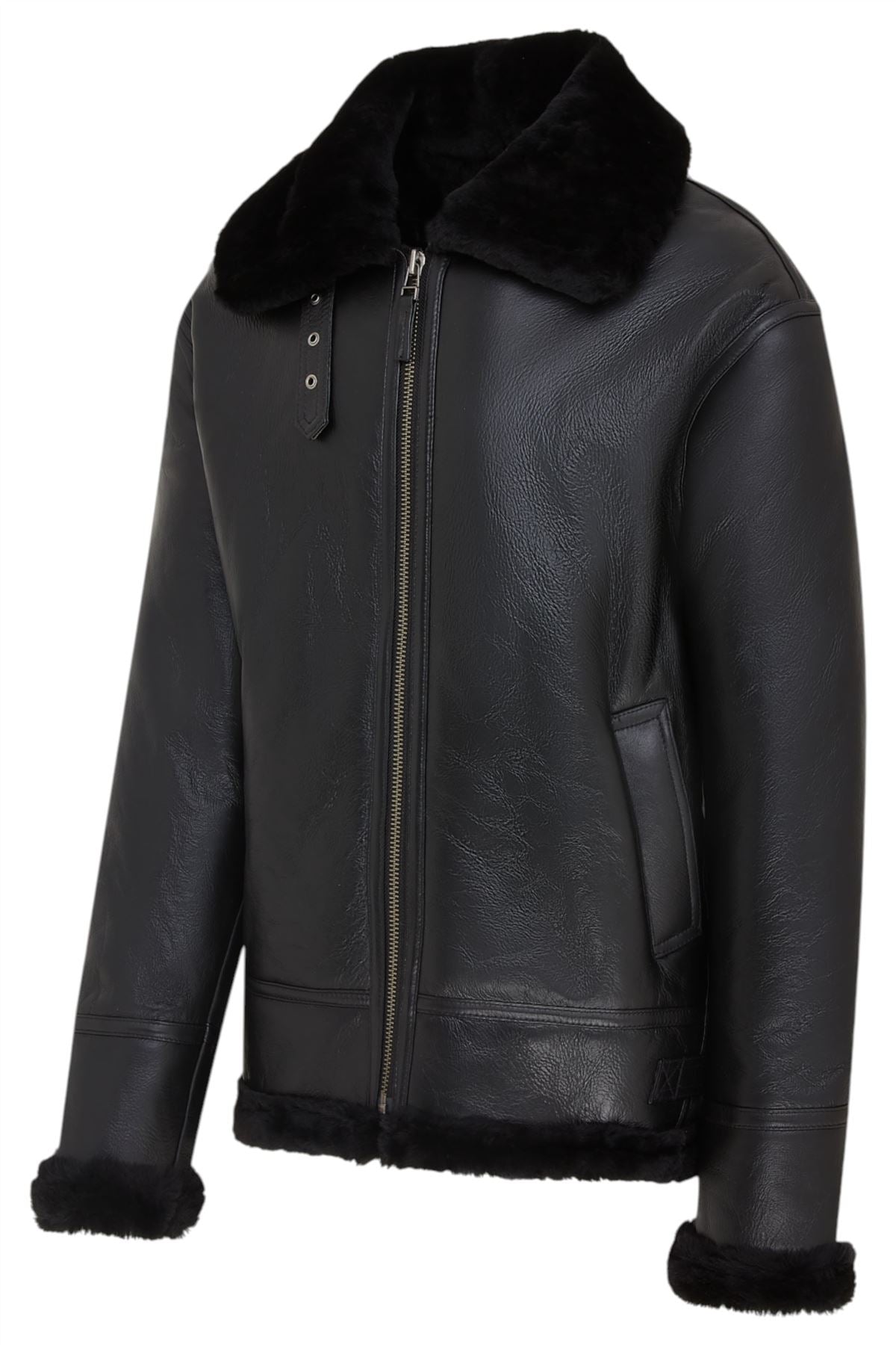 Mens Warm Sheepskin Aviator Zip-Up Flight Jacket-Harrogate