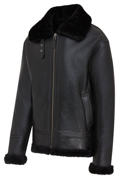 Mens Warm Sheepskin Aviator Zip-Up Flight Jacket-Harrogate