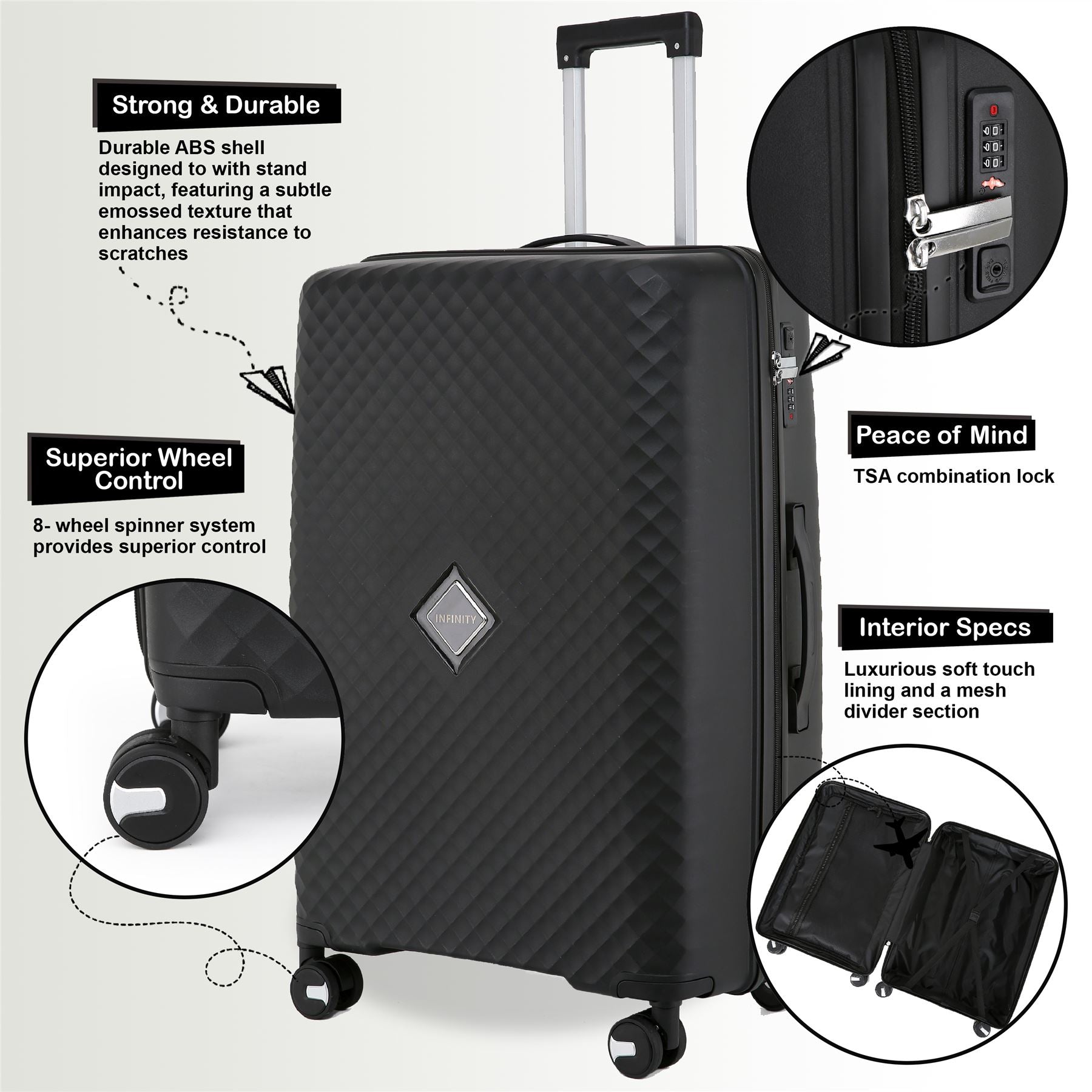 Courtenay Medium Hard Shell Suitcase in Black