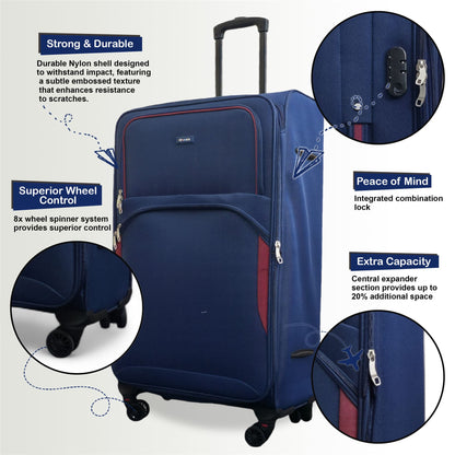 Gosford Set of 4 Soft Shell Suitcase in Navy Blue