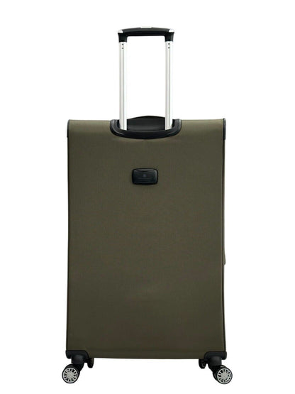 Lightweight Khaki Suitcase Set 4 Wheel Luggage Travel Cabin TSA Soft Bag