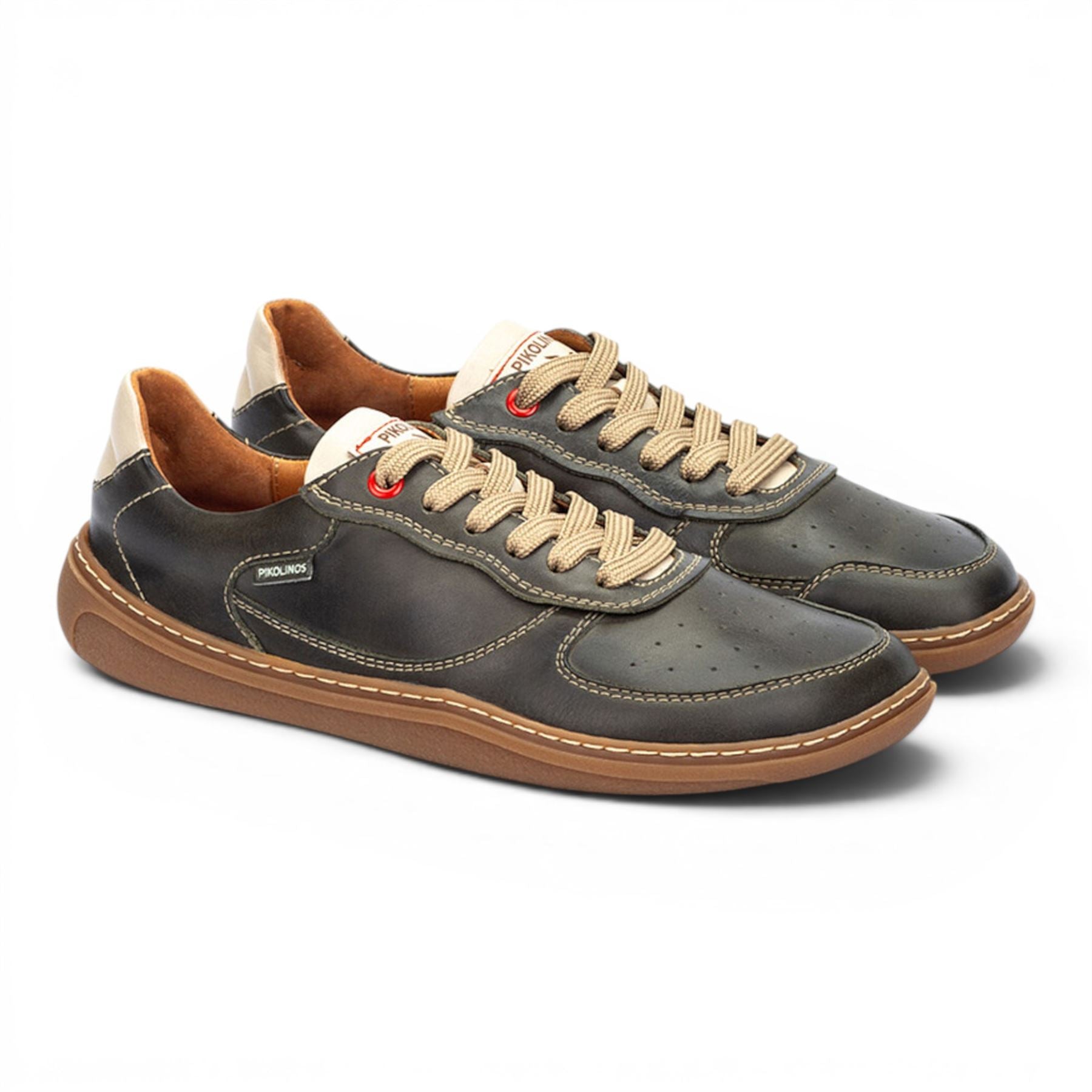 Pikolinos Pine Green Leather Sneakers Trainer Barefoot Shoes - Aranjuez