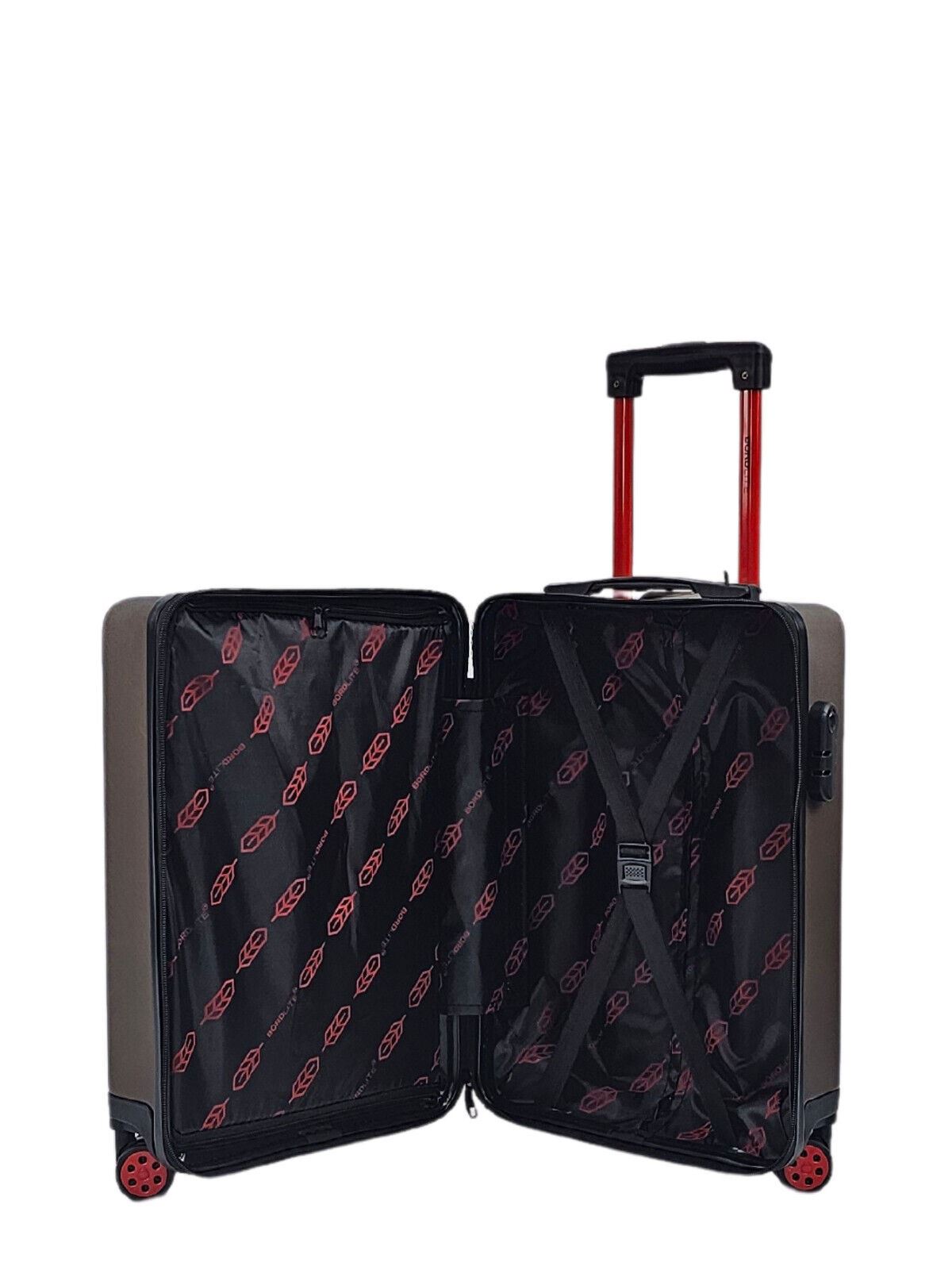 Grey Hard Shell Classic Suitcase Set 8 Wheel Cabin Luggage Case Holiday Travel