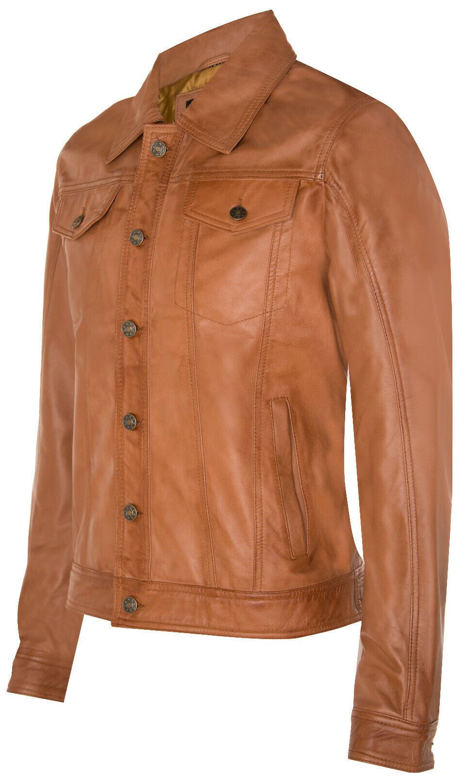 Mens Leather Trucker Jacket-Dartford