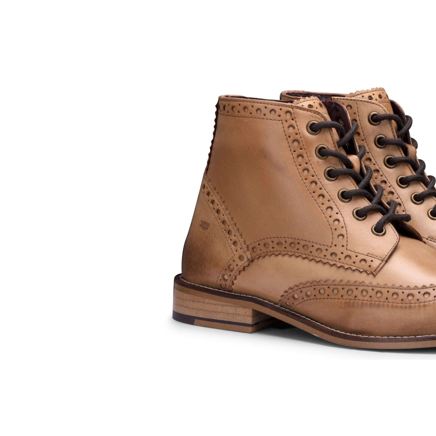 Mens Classic Oxford Tan Leather Gatsby Brogue Ankle Boots