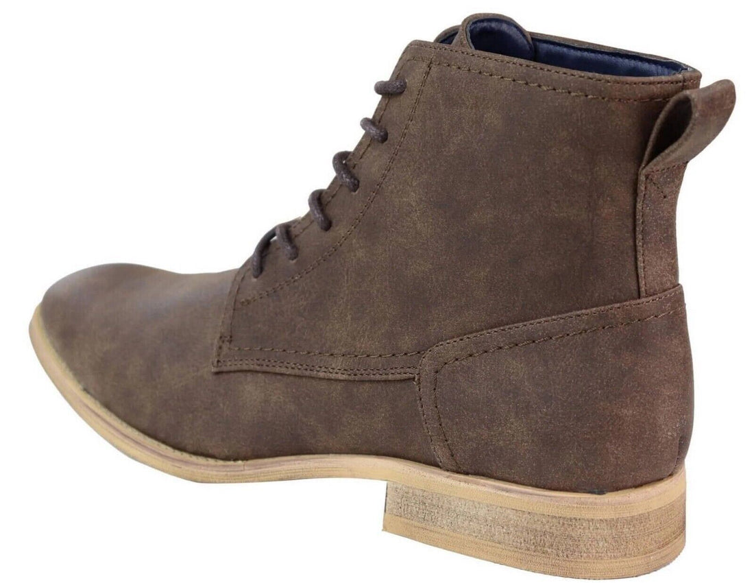 Mens Matt Brown Suede Lace Up Ankle Boots - Upperclass Fashions 