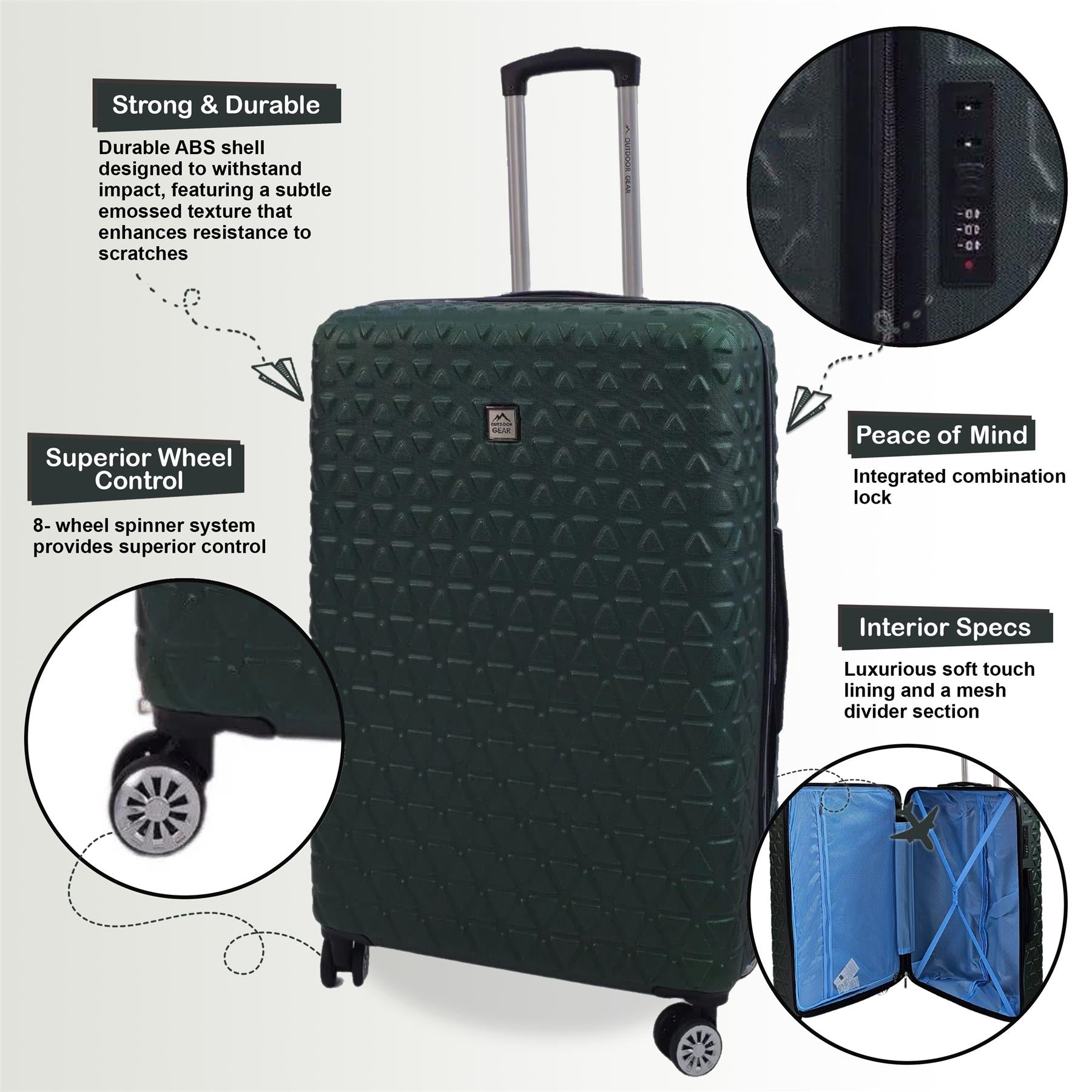 Adamsville Large Hard Shell Suitcase in Green