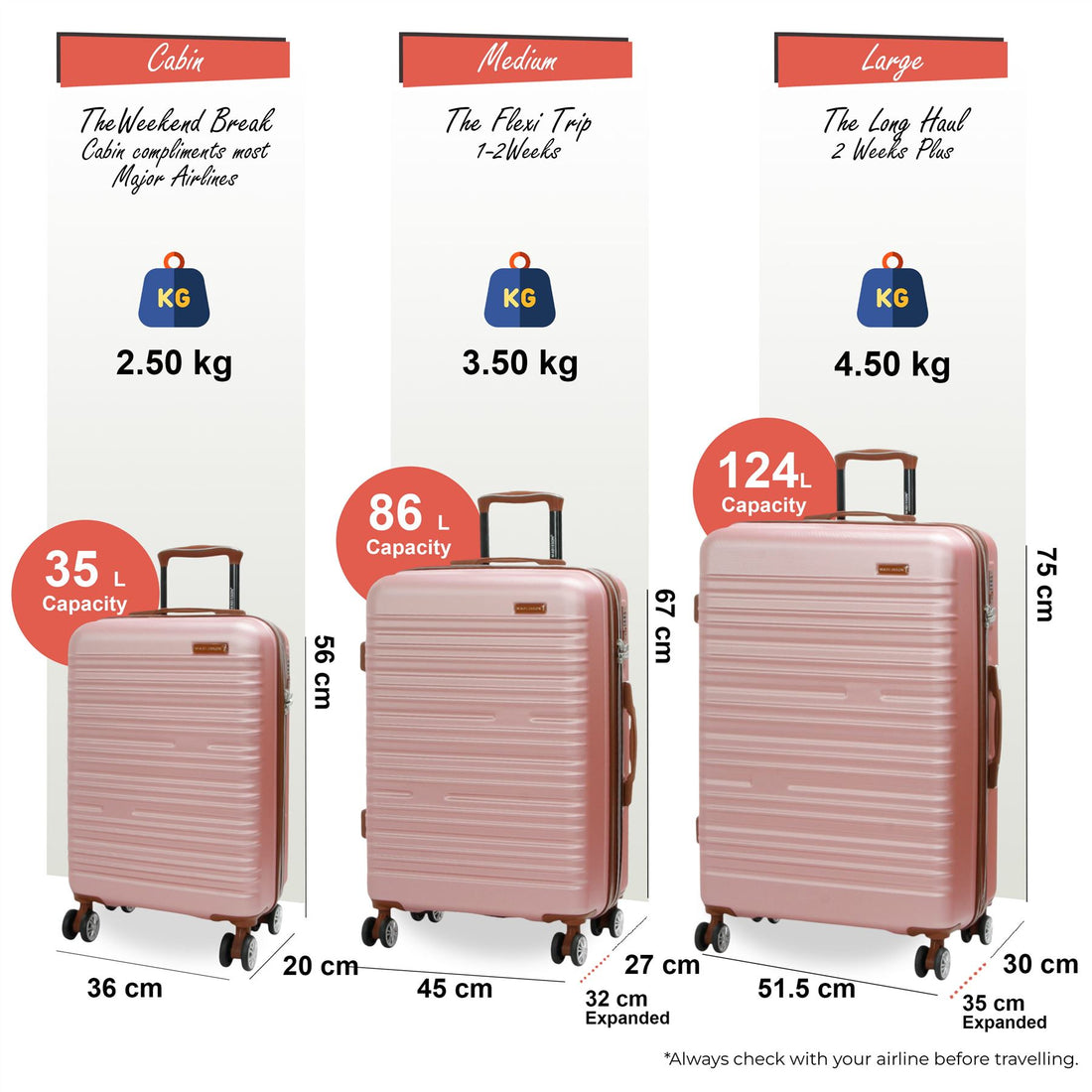 Armidale Set of 3 Hard Shell Suitcase in Golden