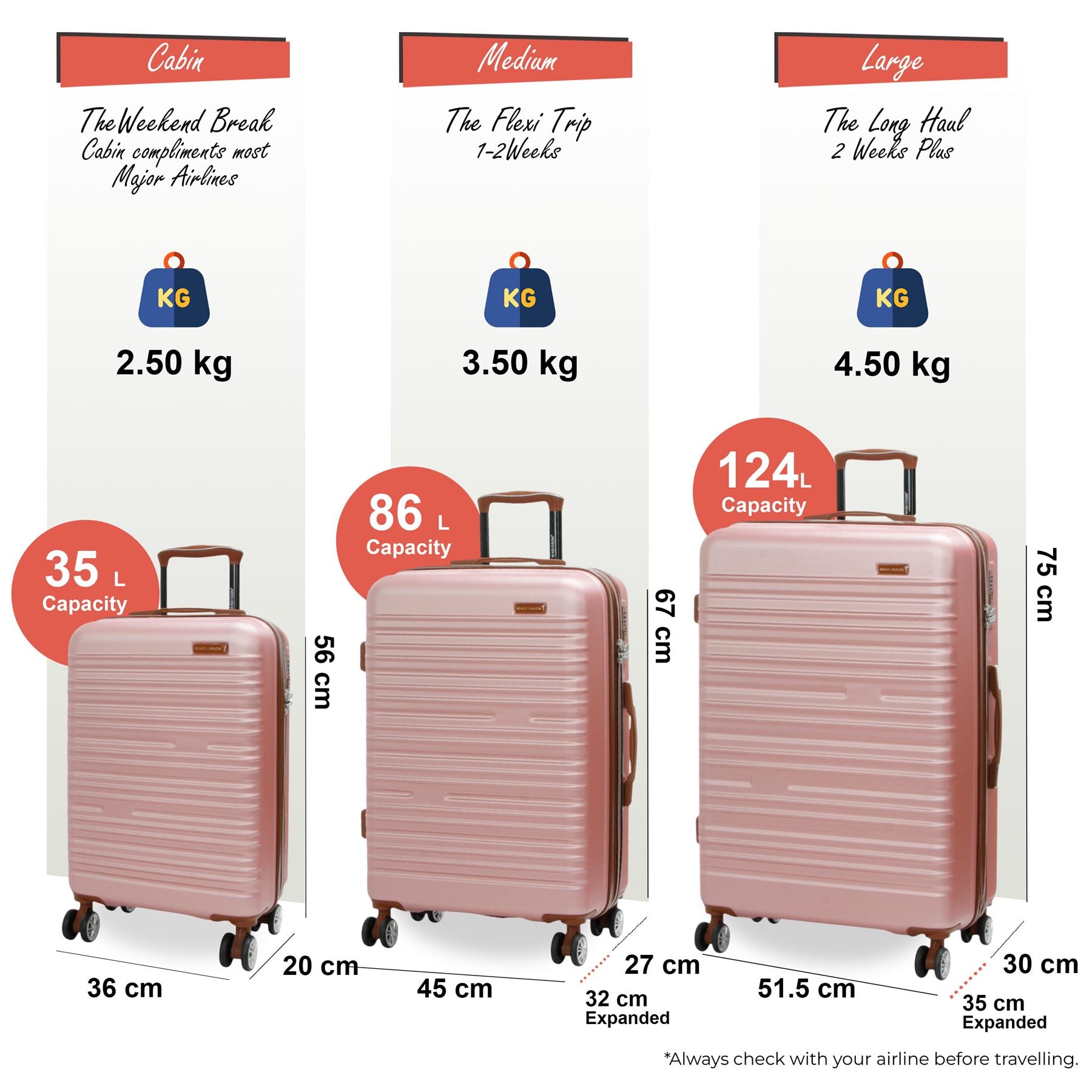 Armidale Set of 3 Hard Shell Suitcase in Golden