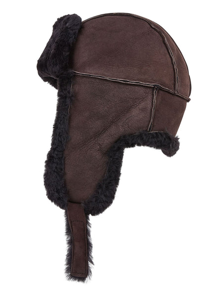 Mens RAF Aviator Suede Sheepskin B-55 Trapper Hat Winter Warm Leather Navigator Hat