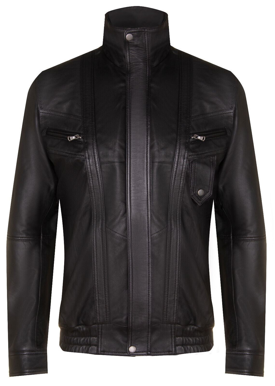 Mens Classic Leather Bluson Bomber Jacket-Cranbrook