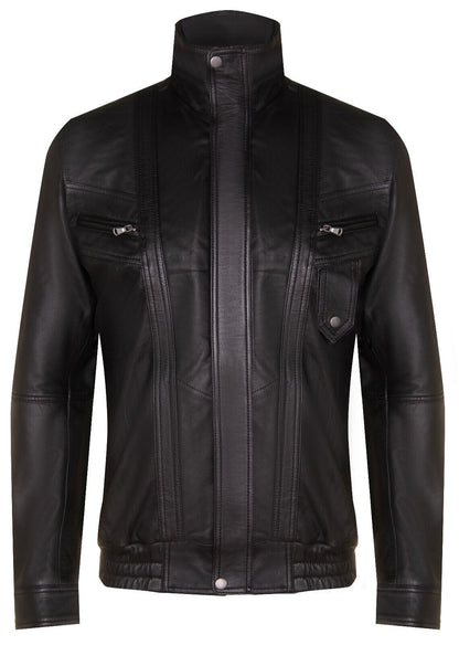 Mens Classic Leather Bluson Bomber Jacket-Cranbrook
