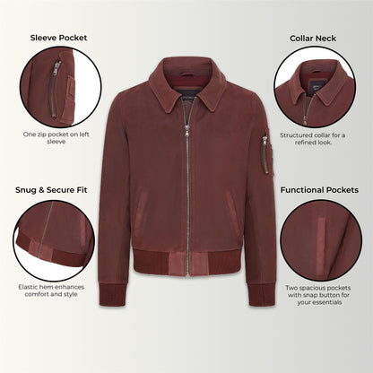 Mens A2 Cowhide Leather Bomber Jacket-Eura