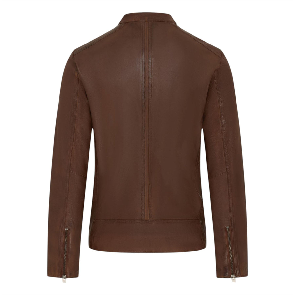 Mens Leather Stand Collar Cafe Racer Biker Jacket - E184
