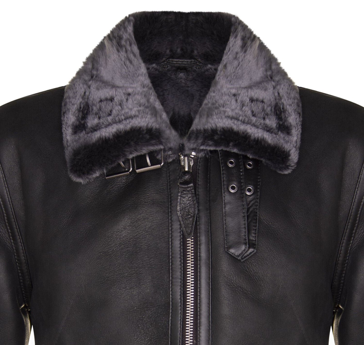 Mens B3 Black Leather Sheepskin Jacket-Hornsey