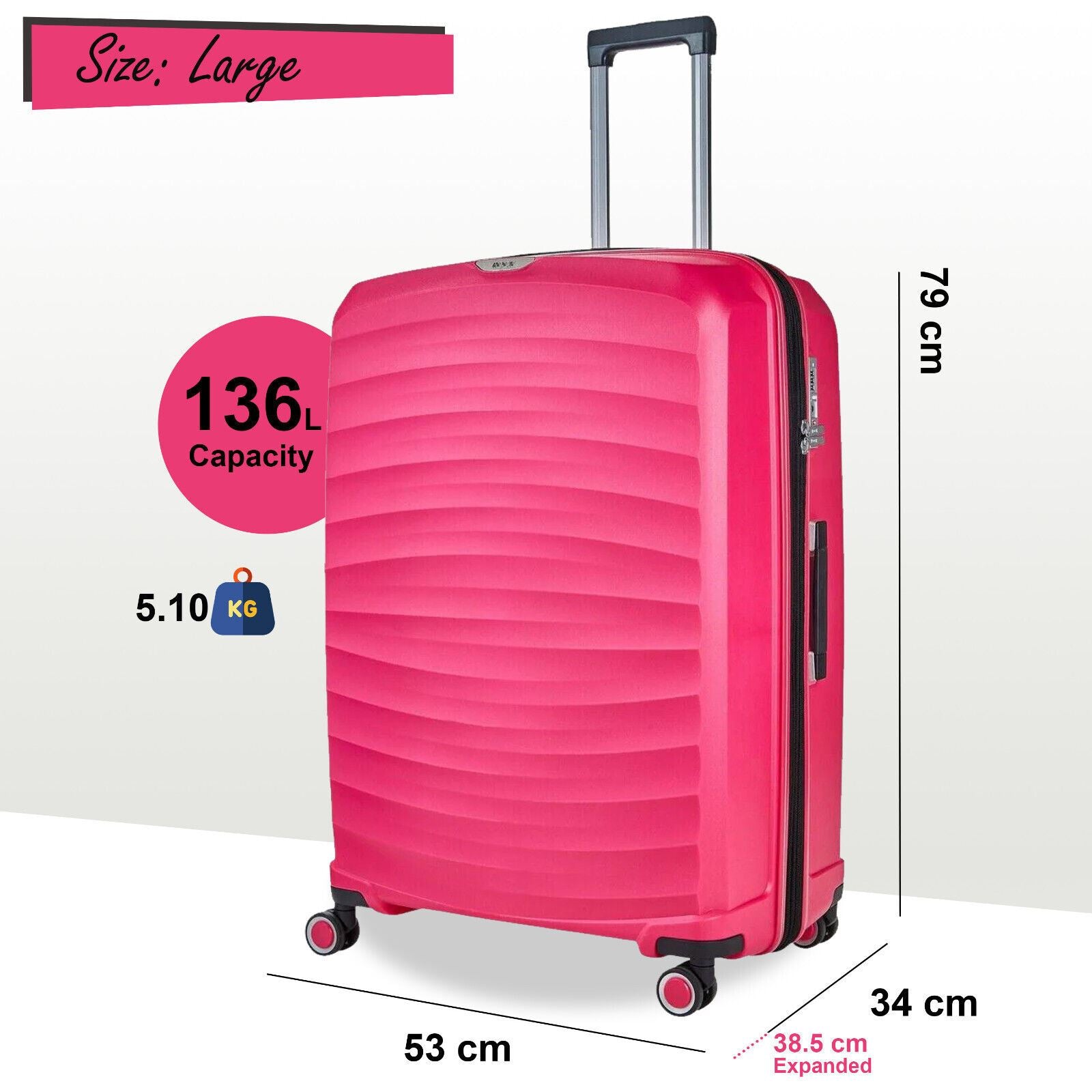 Altoona Large Hard Shell Suitcase in Pink