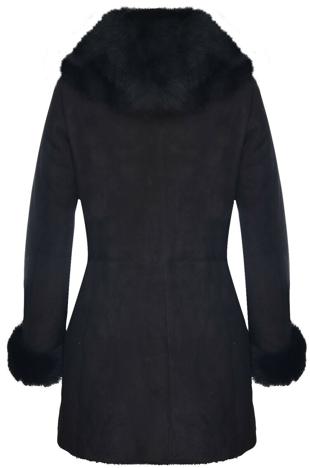 Ladies Suede Merino Hooded Sheepskin Coat-Ringwood - Upperclass Fashions 