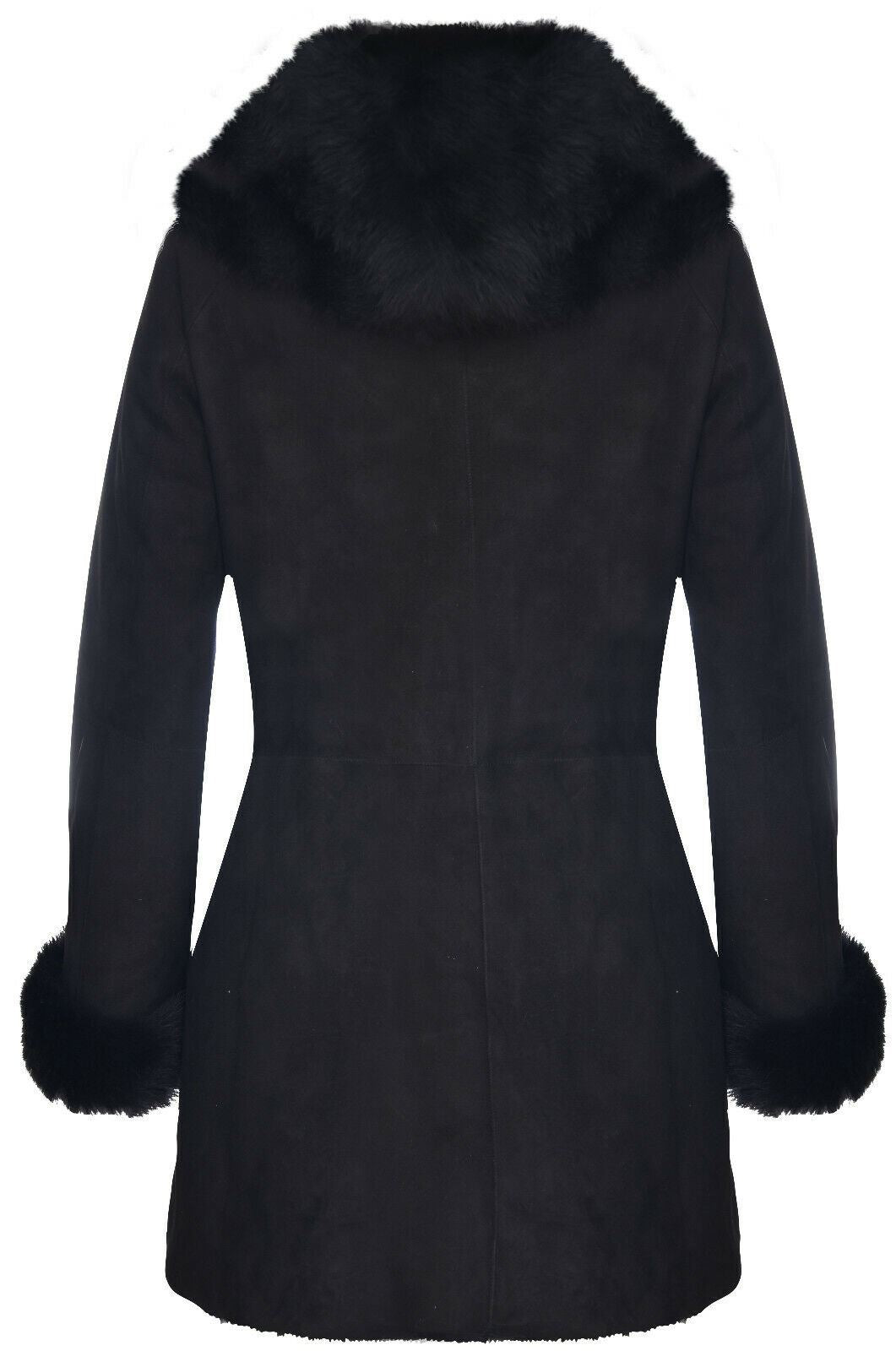 Ladies Suede Merino Hooded Sheepskin Coat-Ringwood