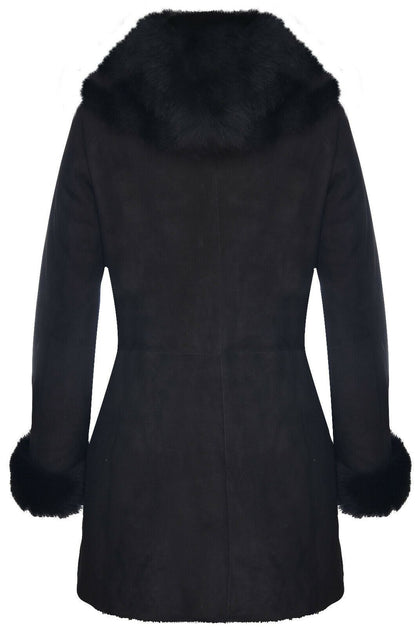 Ladies Suede Merino Hooded Sheepskin Coat-Ringwood