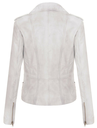 Womens Leather Brando Biker Jacket-Loddon