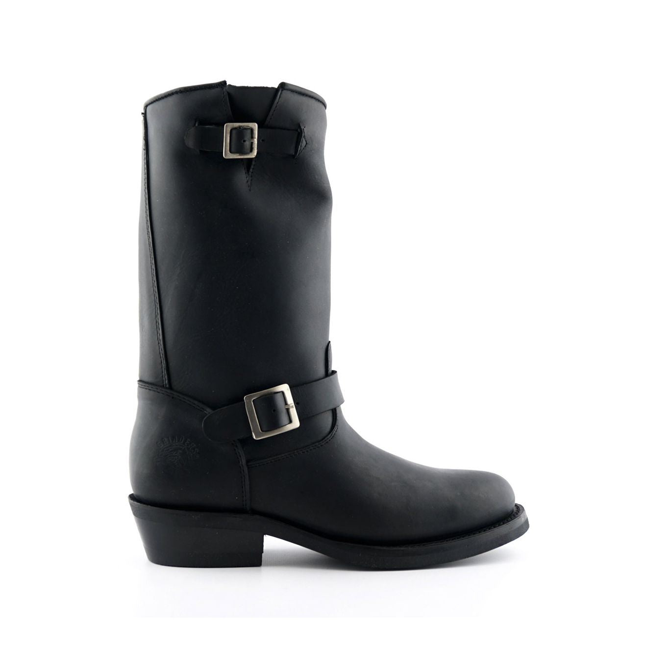 Grinders Unisex Black Smooth Sole Western Leather Boots-Rebel