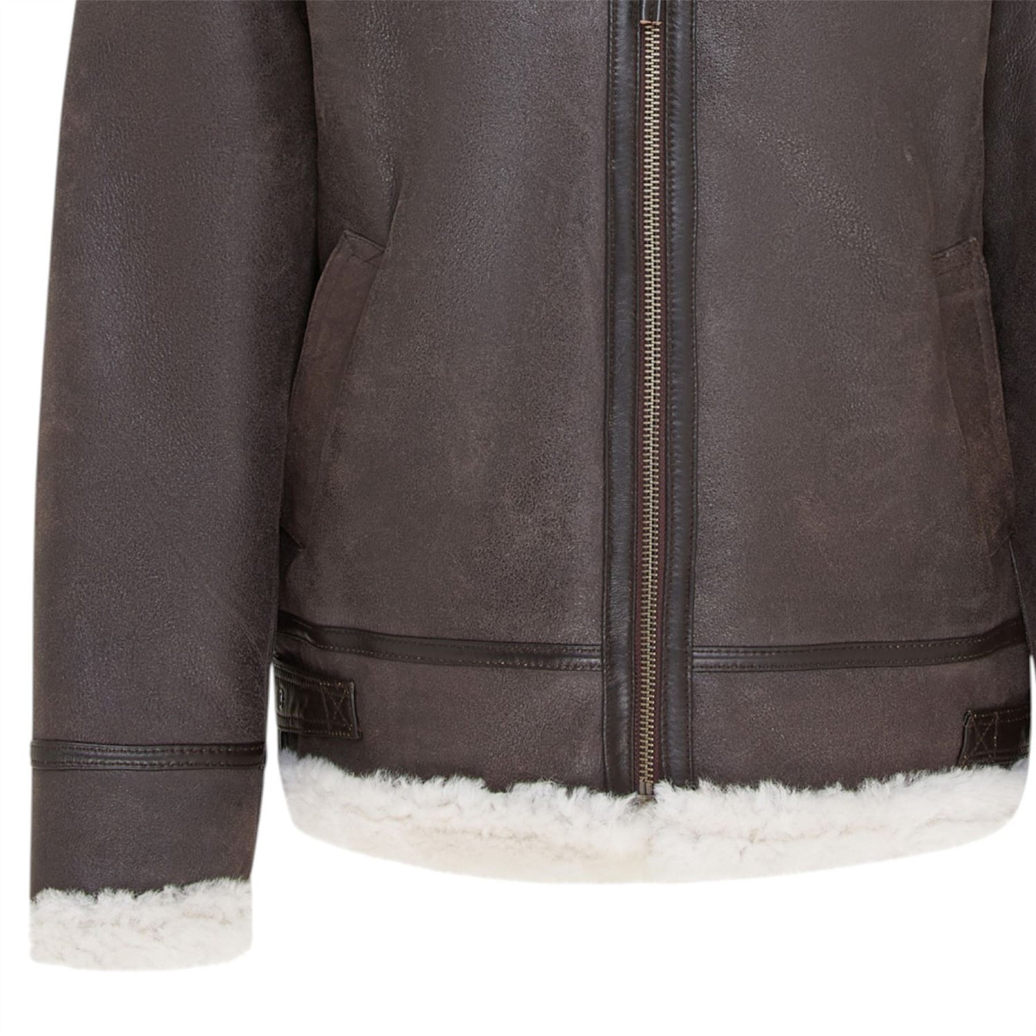 Mens Warm Sheepskin Aviator Zip-Up Flight Jacket-Harrogate