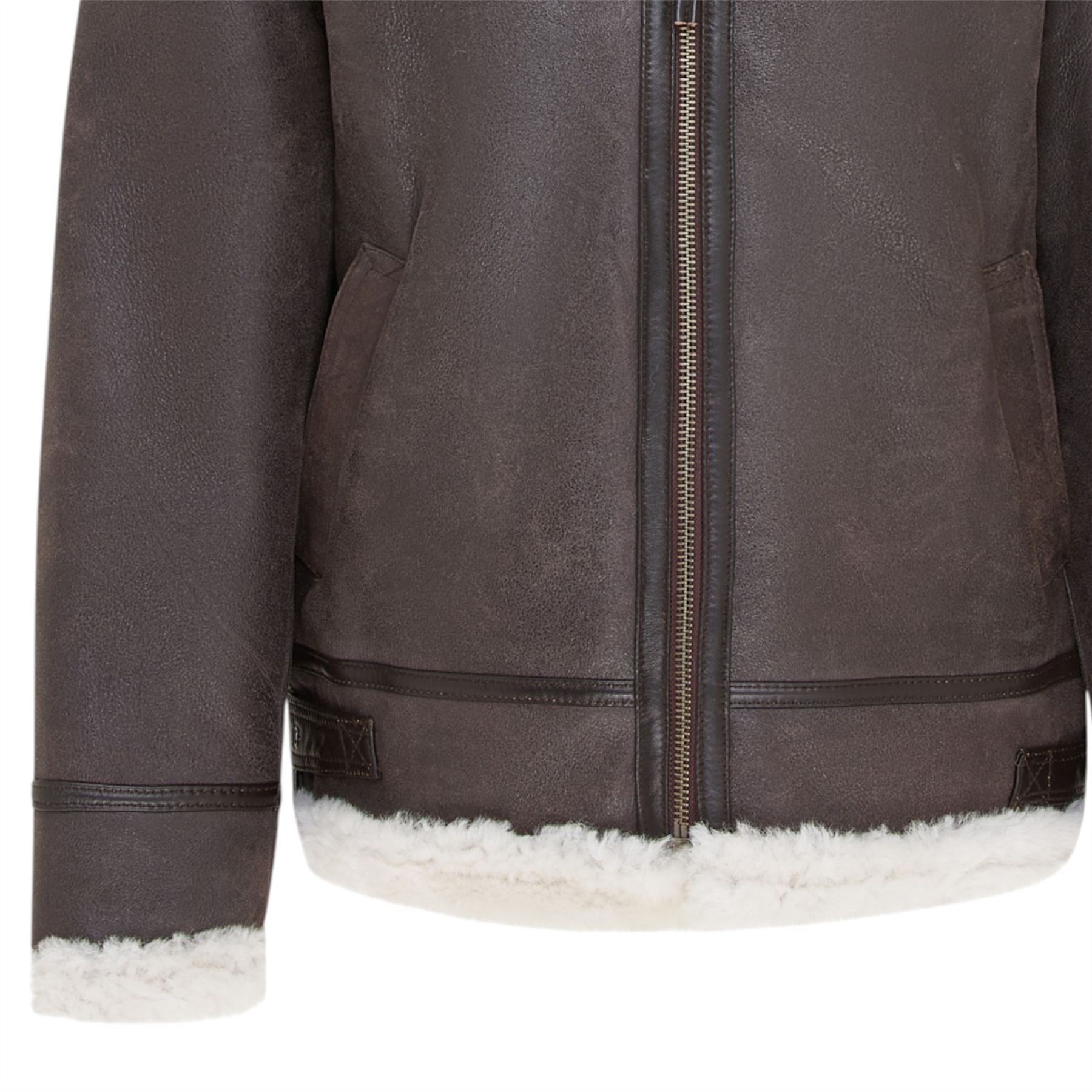 Mens Warm Sheepskin Aviator Zip-Up Flight Jacket-Harrogate