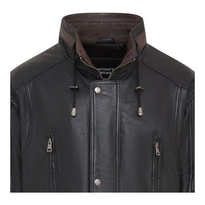 Mens Soft Italian Leather Parka Coat-Winnipeg