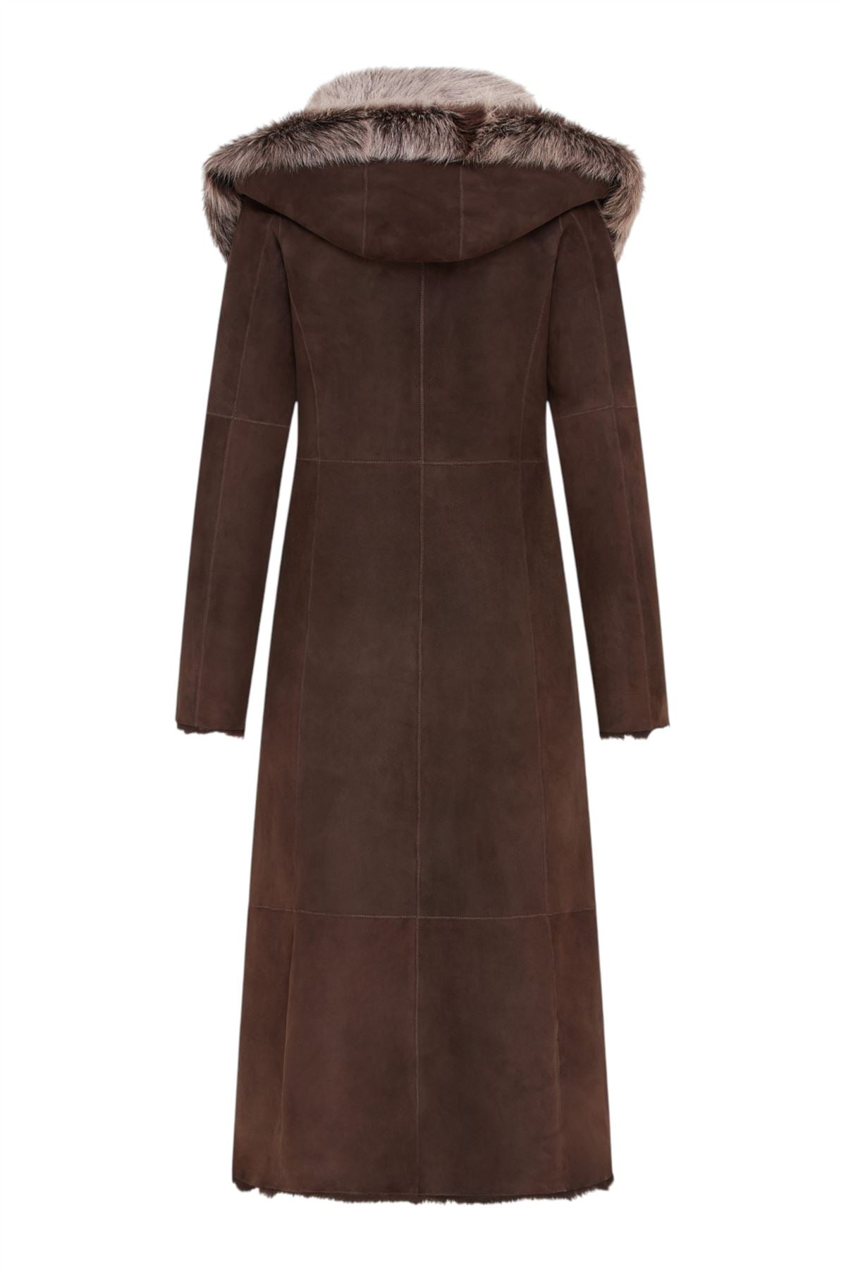 Womens Suede Toscana Sheepskin Hooded Trench Coat-Fribourg
