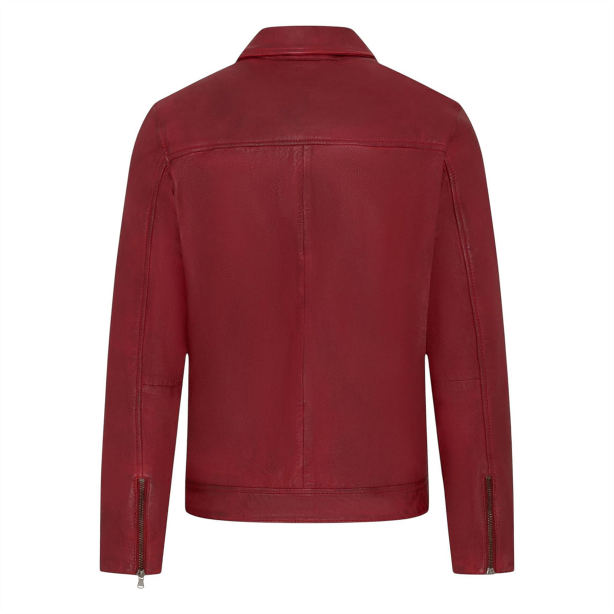 Mens Leather Harrington Collar Biker Jacket - Alpha