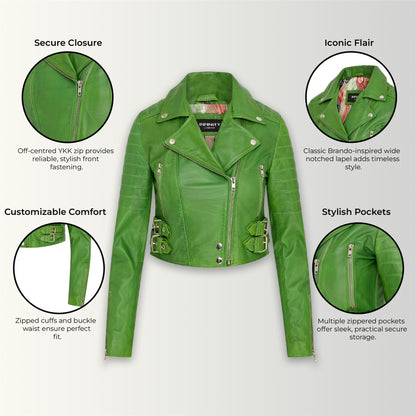 Womens Brando Cropped Leather Jacket-Longtown