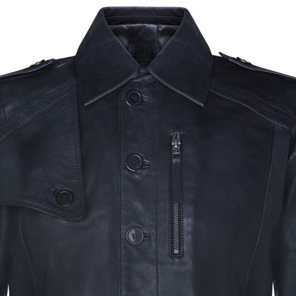 Mens Long Leather Trench Coat-Filton