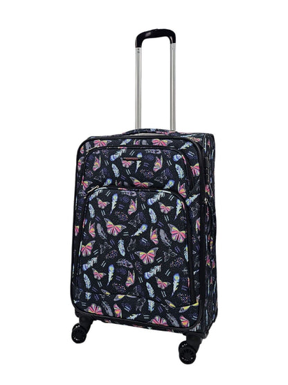 Lightweight Suitcases 8 Wheel Luggage Butterfly Travel Soft Bags