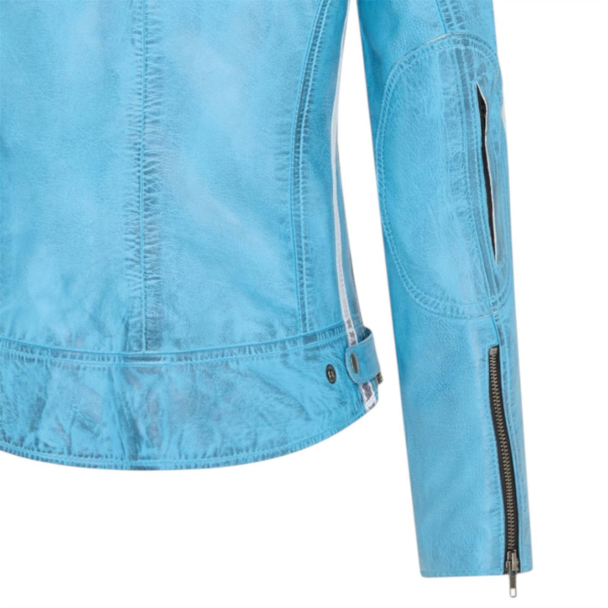 Womens Biker Racing Badges Leather Jacket-Eastleigh