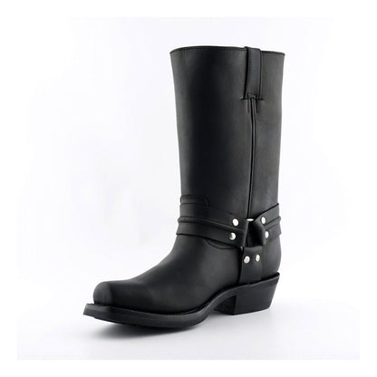Grinders Unisex Black Western High Leather Boots- Renegade Hi
