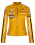 Womens Biker Racing Badges Leather Jacket-Eastleigh - Upperclass Fashions 
