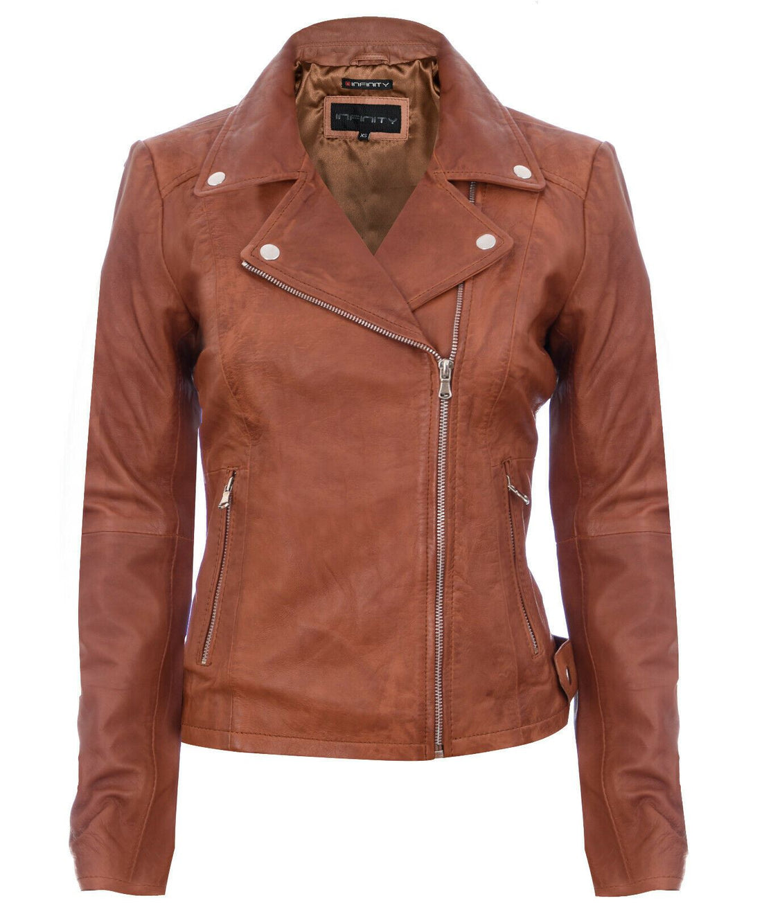 Womens Classic Brando-style Biker Jacket-Margate
