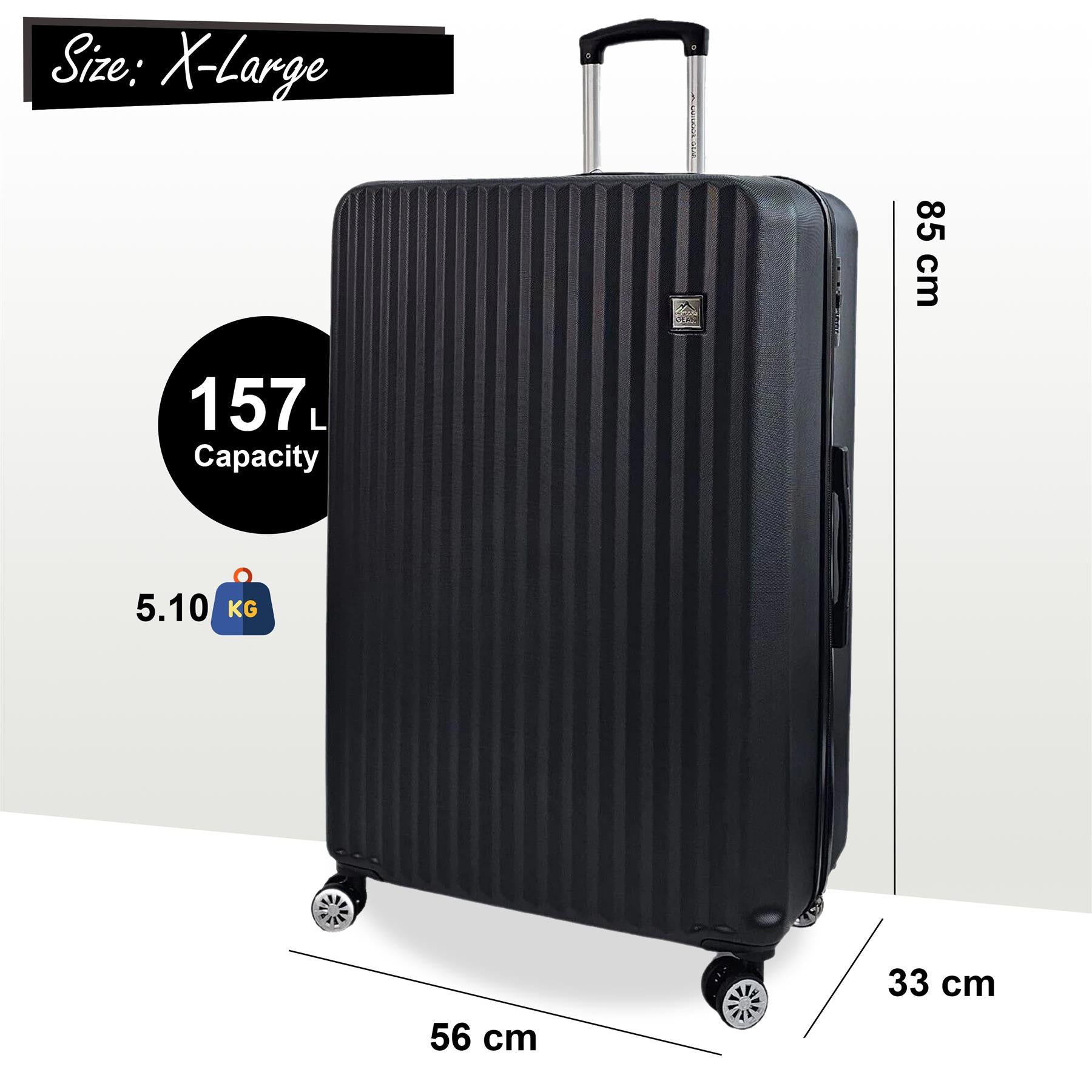 Albertville Extra Large Hard Shell Suitcase in Black