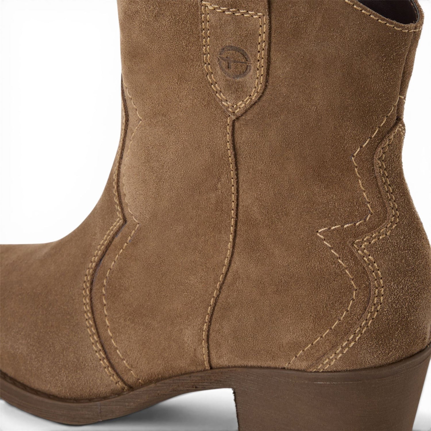 Tamaris Women’s Camel Brown Suede Leather Cowboy Western Ankle Boots - 25702-41