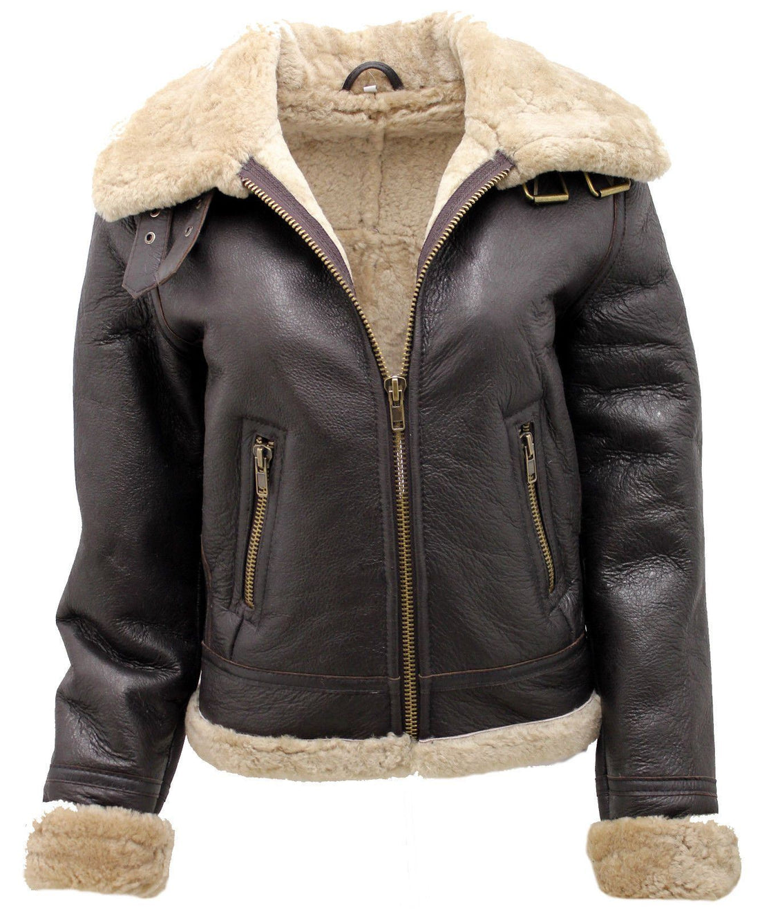 Womens B3 Sheepskin Brown Leather Jacket-Portland