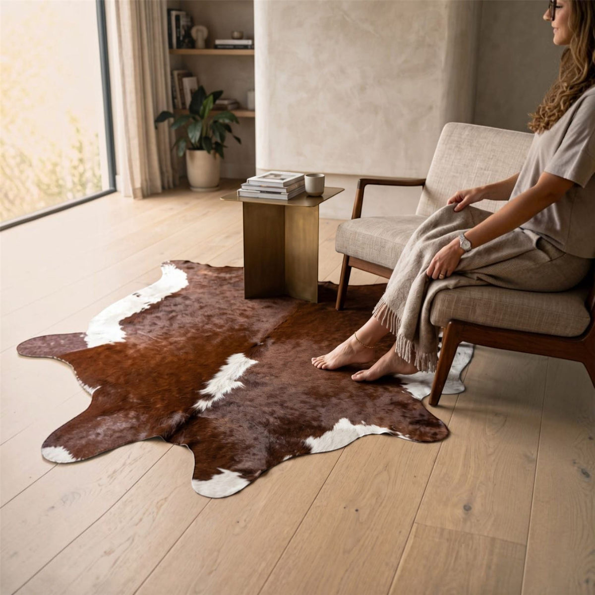 Natural Cow Leather Cowhide Hairon Rug - Hereford