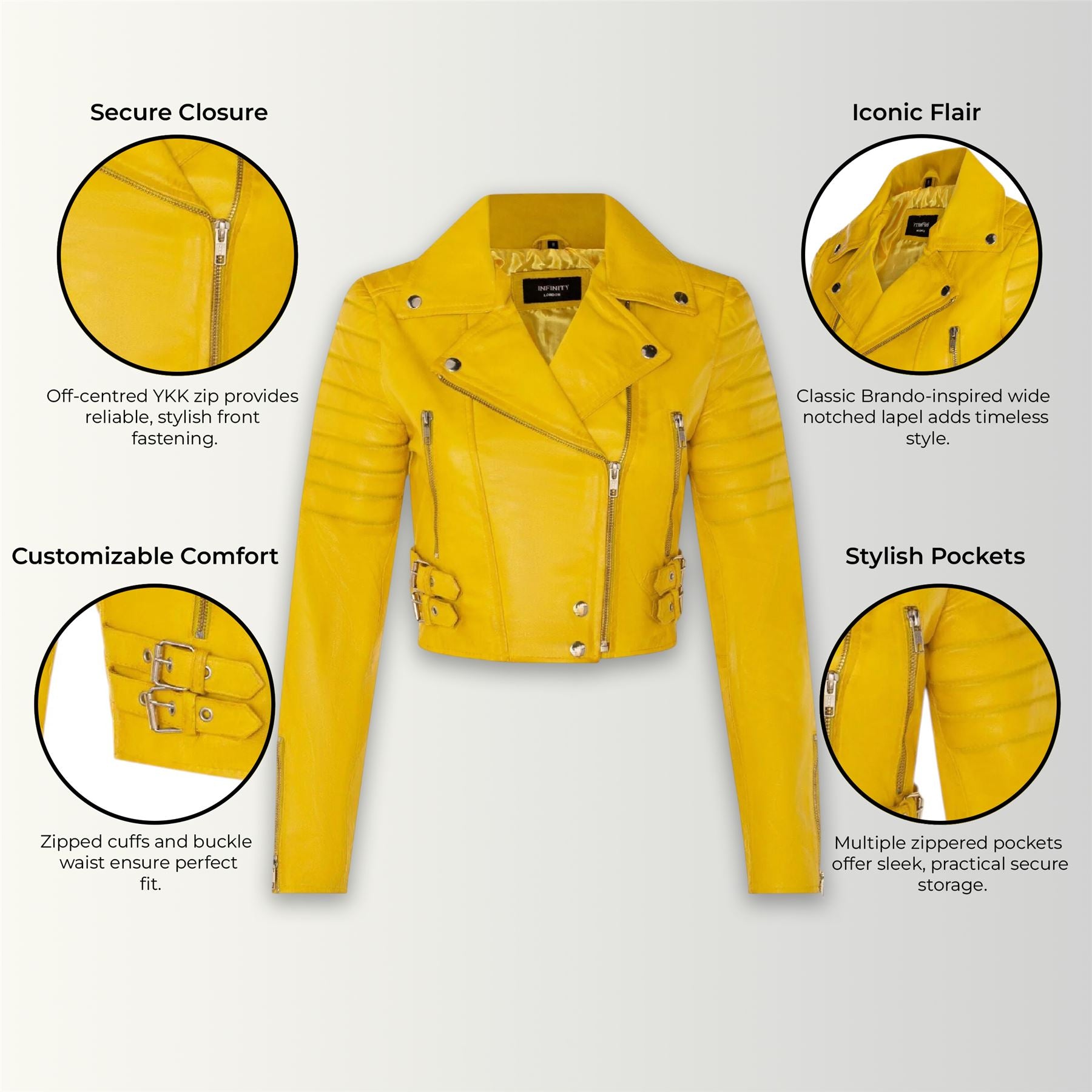 Womens Brando Cropped Leather Jacket-Longtown