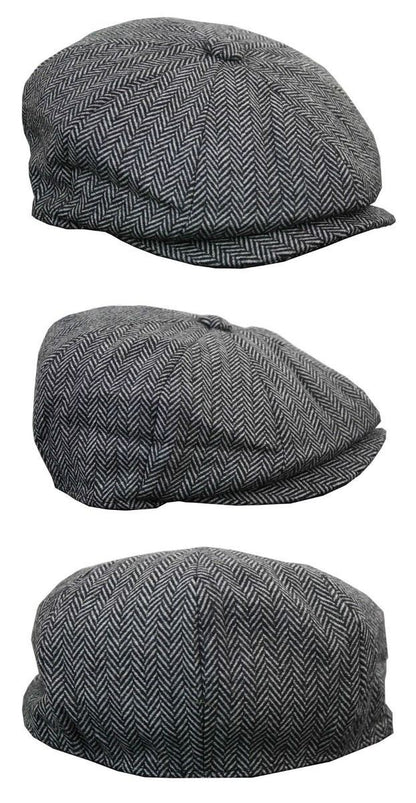 Mens Peaky Blinders Grey Tweed Gatsby Flat Baker Hat