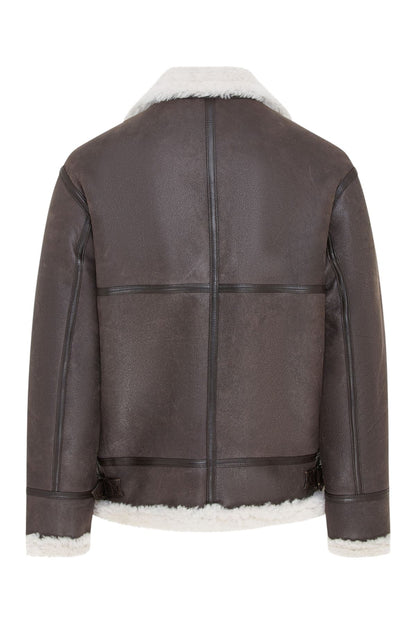 Mens Warm Sheepskin Aviator Zip-Up Flight Jacket-Harrogate