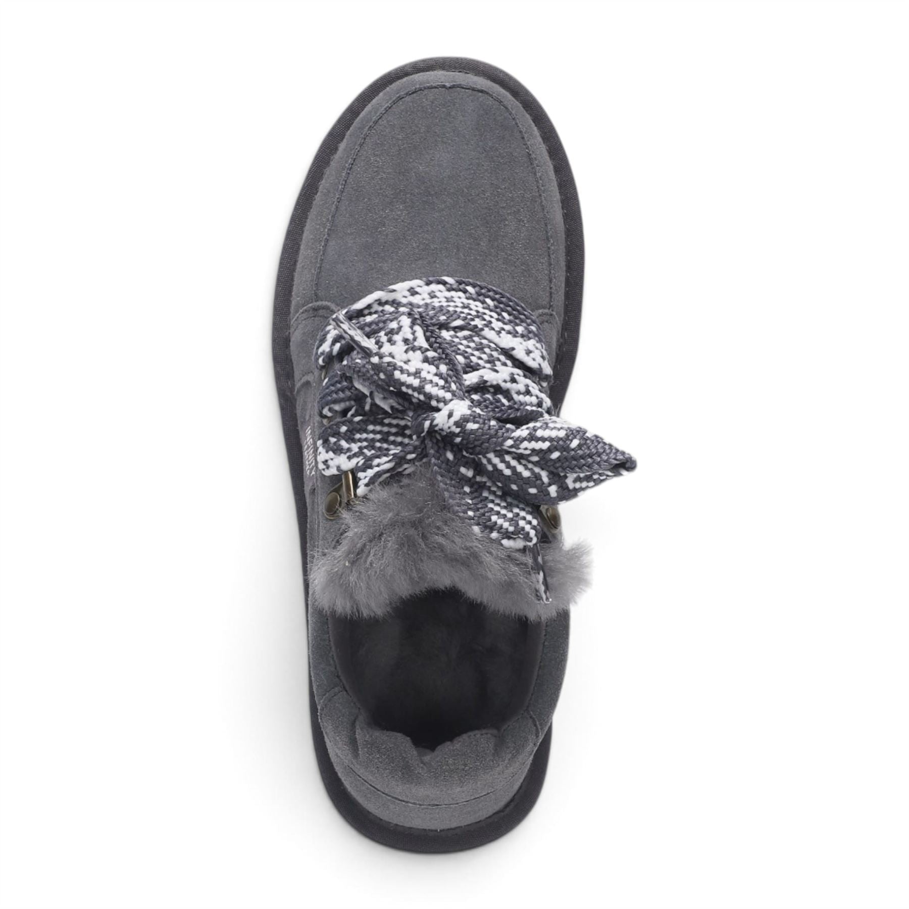 Women’s Grey Genuine Sheepskin Fur-Lined Winter Wedge Trainers - Moonstone
