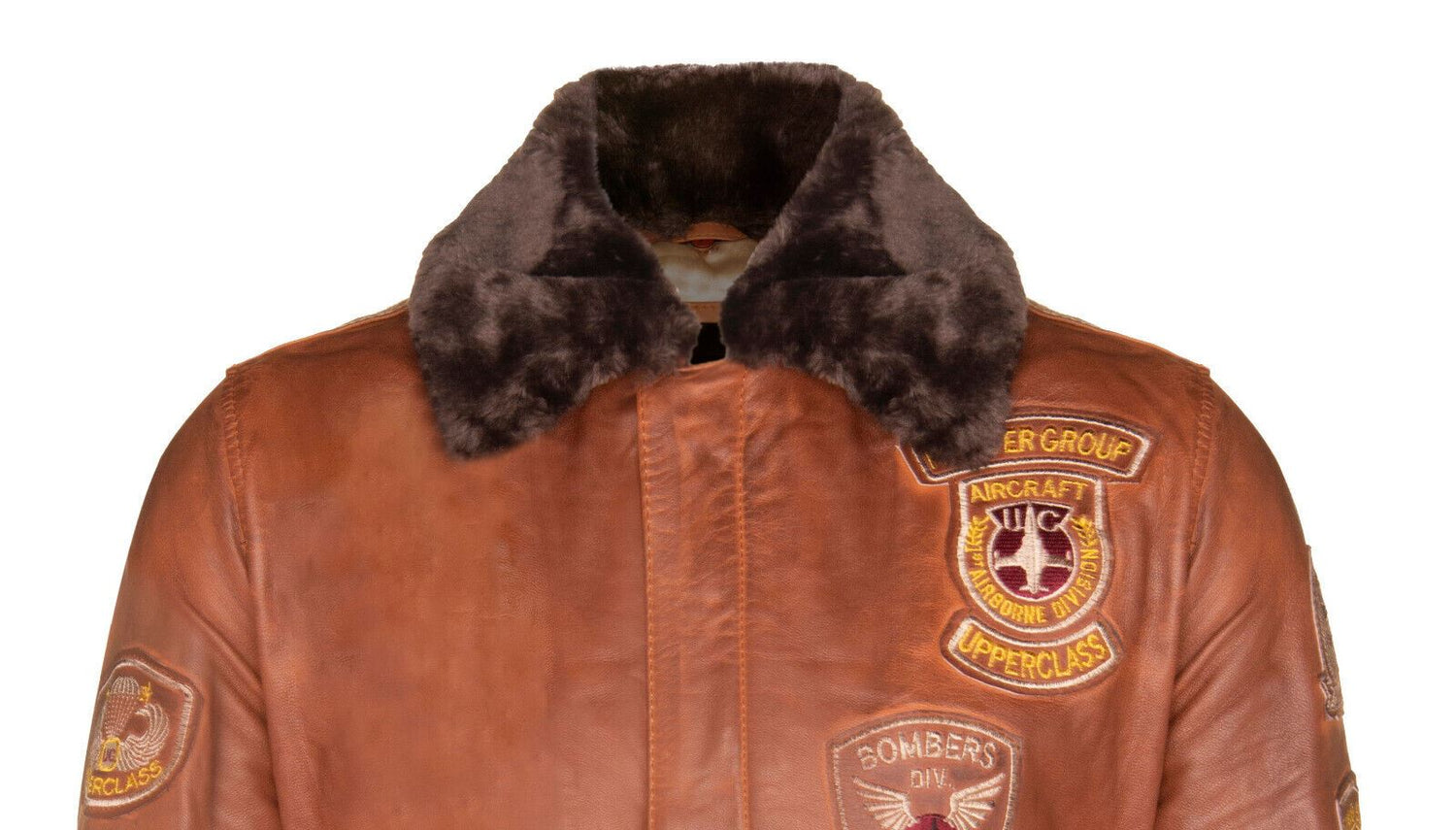 Mens Leather Flying Aviator Bomber Jacket - Crowland