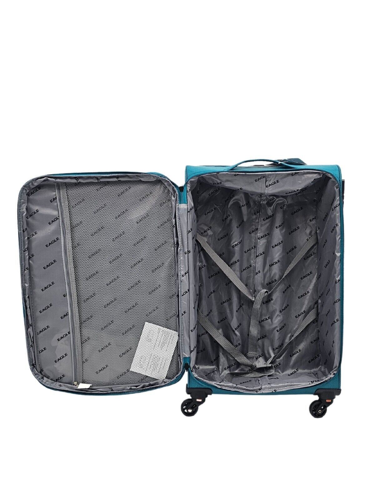 Lightweight Soft Teal Blue Suitcases Set 4 Wheel Luggage Travel TSA Cabin